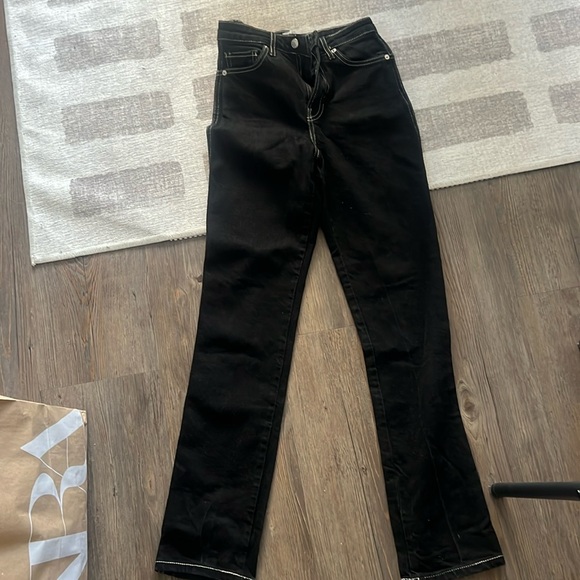 Reformation black denim jeans white stitching - Picture 2 of 5